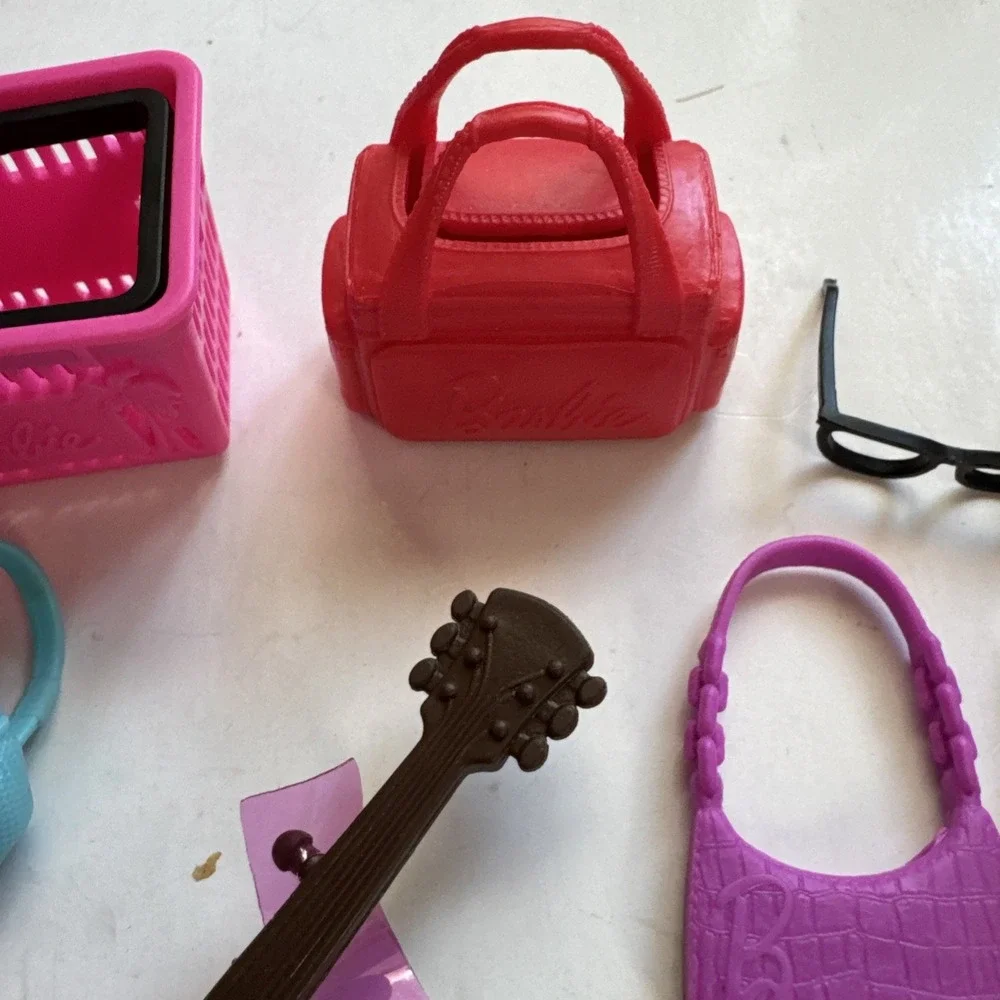24 Barbie Accessories Lot Guitar Hangers Totes Headphones Glasses Purse Backpack